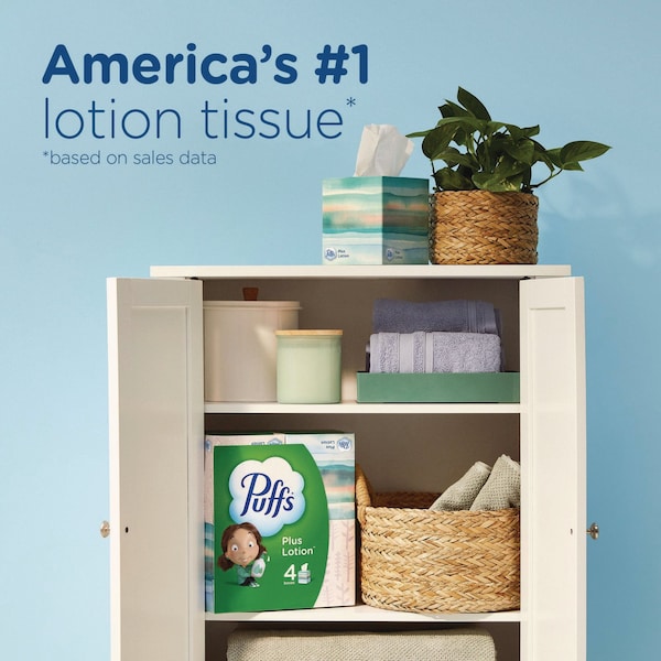 Plus Lotion Facial Tissue, 2-Ply, White, 124 Sheets/Box, 24 Boxes/Carton, 24PK